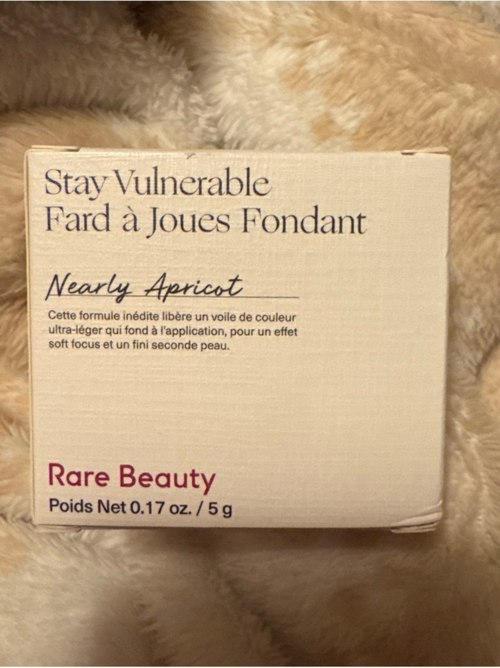 Rare Beauty cream blush in Nearly Apricot - soft apricot tone